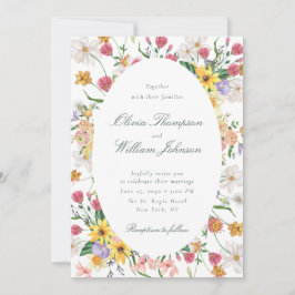 Floral Garden Wedding Invitation with Oval Frame Einladung