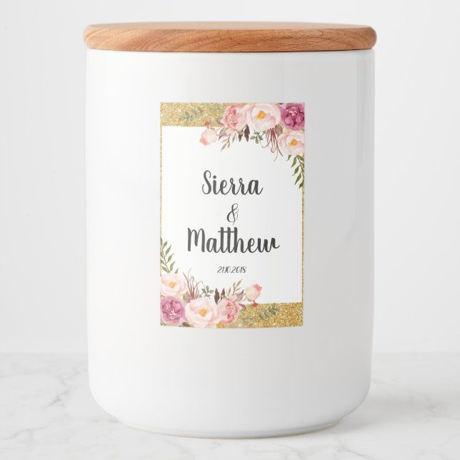 Floral Gastgeschenk Hochzeit Aufkleber Etiketten B (Vorderseite)