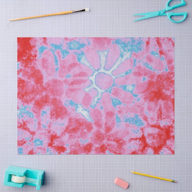 Floral Gefärbte Krawatte Hippie Blume Pink Blue De Seidenpapier (Basteln)