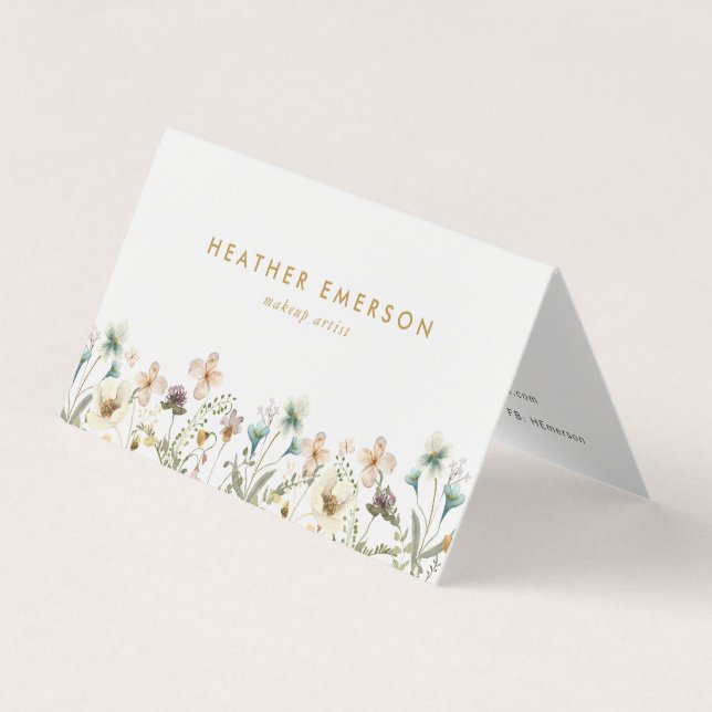 Floral geklappte Visitenkarte Visitenkarten (Vorderseite)