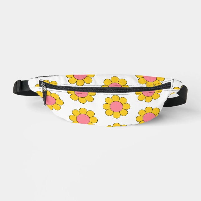 Floral Gelb Rosa Tischtennis Retro Bauchtasche (Vorderseite)