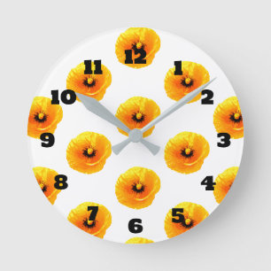 Floral Gelbe Mohn Blume Girls Boys Kinderzimmer Runde Wanduhr