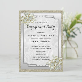 Floral Gem Silver Gerahmt, Gold & Silber Verlobung Einladung