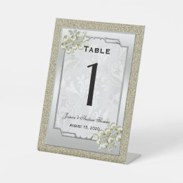 Floral Gem Silver Gerahmt, Gold & Silver Wedding Sockelschild