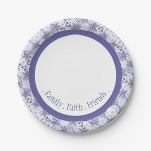 Floral Gemustert Elegante Periwinkle Pappteller