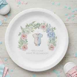 Floral Gender Reveal Party Plate Pappteller