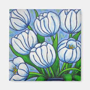 Floral génial - aimant blanc de tulipe