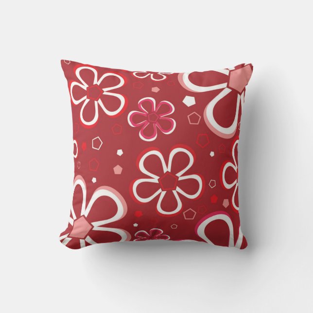 Floral Geometric Pattern Throw Pillow Kissen (Vorderseite)