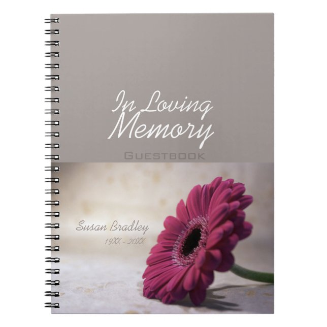 Floral Gerbera Beerdigung Memorial Gästebuch SpNB Notizblock (Vorderseite)