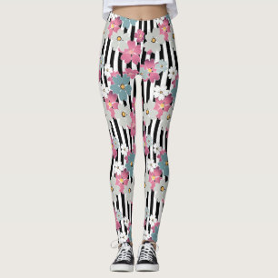 floral, gestreift leggings