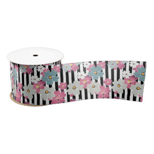 floral, gestreift satinband