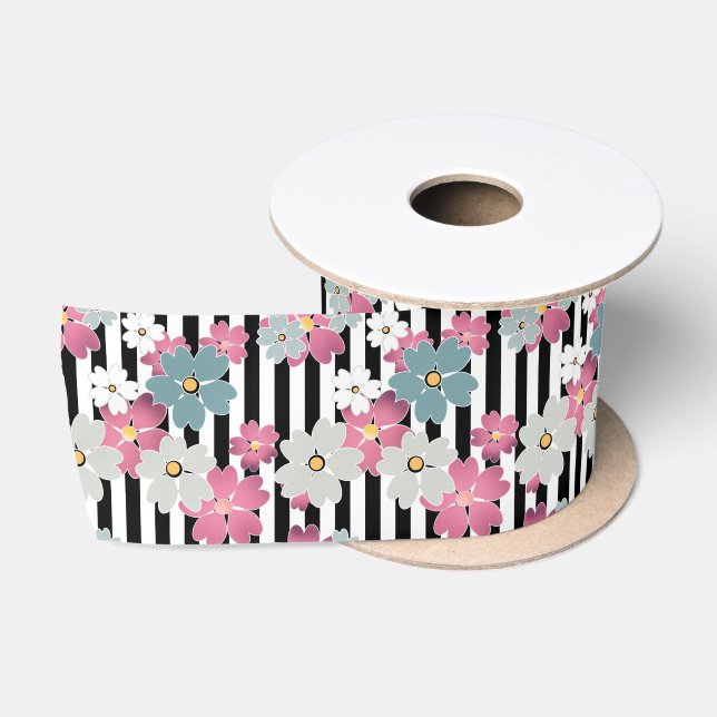 floral, gestreift satinband (Spule)