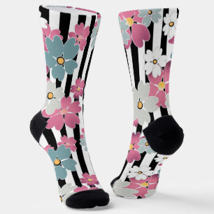 floral, gestreift socken