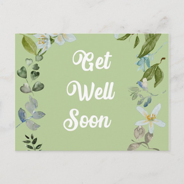 Floral Get Well bald Greetings Ankündigungspostkarte (Vorderseite)
