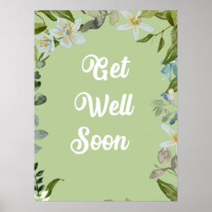 Floral Get Well bald Greetings Poster