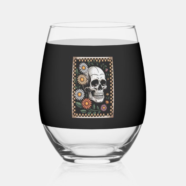 Floral Ghost Fall Boho Halloween 2 Weinglas Ohne Stiel (Vorderseite)