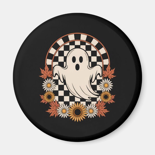 Floral Ghost Fall Boho Halloween Magnet (Vorne)