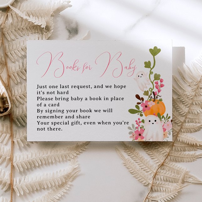 Floral ghost pumpkin books for baby shower begleitkarte (Floral ghost pumpkin books for baby shower enclosure card)