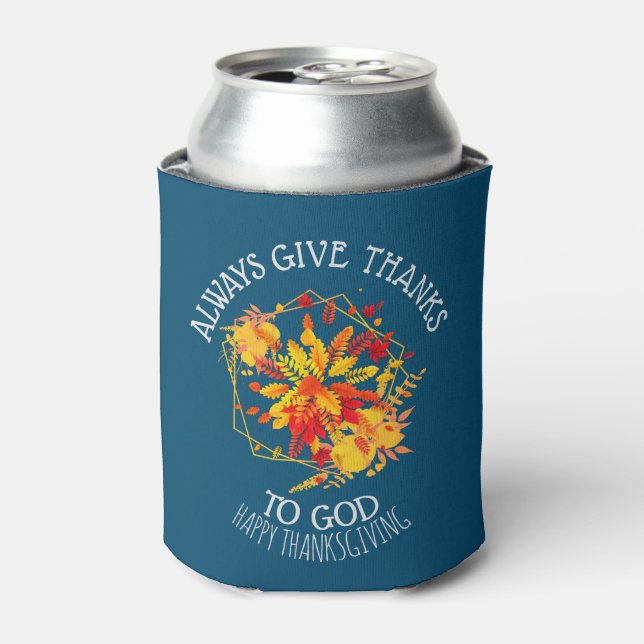 Floral GIBT IMMER DANKE AN GOTT Monogram Dosenkühler (Kanne Vorderseite)