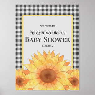 Floral Gingham Summer Picnic Baby Dusche Willkomme Poster