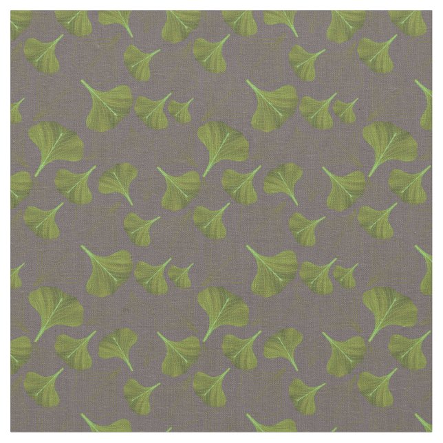 Floral Gingko Leaf Gray Muster Stoff (Nahaufnahme)