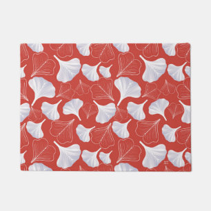 Floral Gingko Leaf Red Pattern Fußmatte