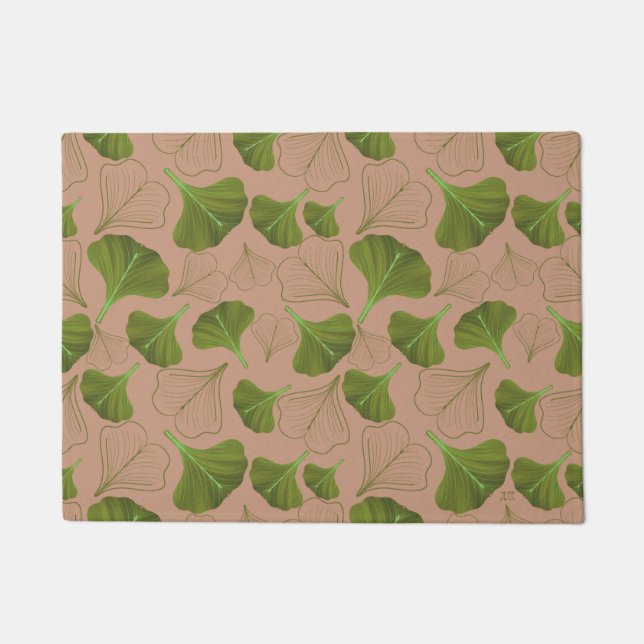 Floral Ginkgo Leaf Pastell Pattern Fußmatte (Vorderseite)