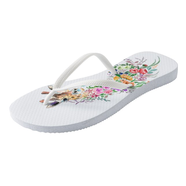 Floral Giraffe Flip Flops (Schrägansicht)