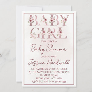 Floral Girl Baby Shower Invitation Einladung