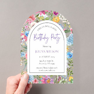 Floral Girl Birthday Party Acryleinladungen