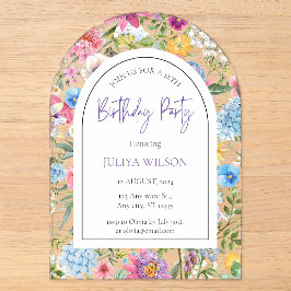 Floral Girl Birthday Party Acryleinladungen
