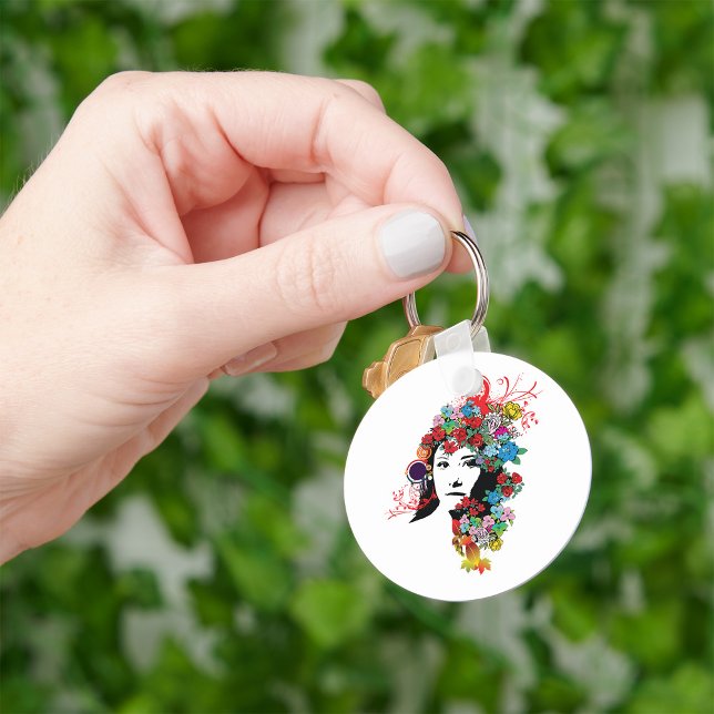 Floral Girl Blume Hair Schlüsselanhänger (Von Creator hochgeladen)