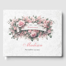 Floral Girl First Holly Communion Gästebuch
