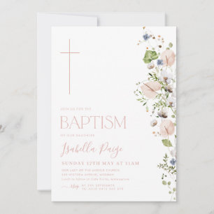 Floral Girls Taufe Christening Einladung