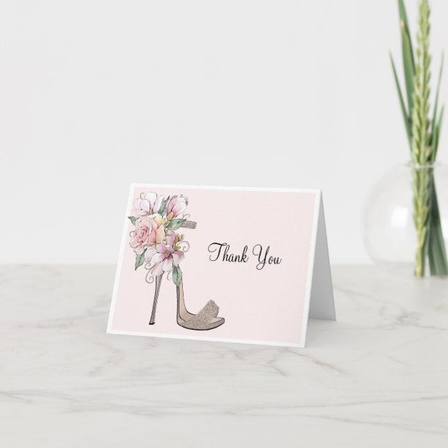 Floral Glam Stiletto Shoe Dankeskarte (Vorderseite)