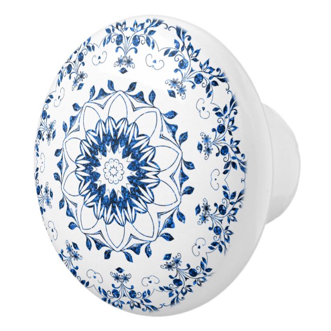 Floral Glittering Mandala Keramik Knob Keramikknauf (Rechts)