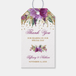 Floral Glitzer Amethyst Gefallen Vielen Dank, dass Geschenkanhänger