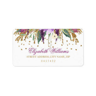 Floral Glitzer Sparkling Amethyst Address Labels Adressaufkleber
