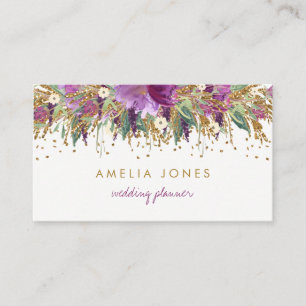 Floral Glitzer Sparkling Amethyst Business Card Visitenkarte