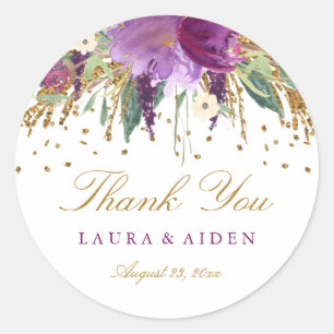 Floral Glitzer Sparkling Amethyst Wedding Stickers
