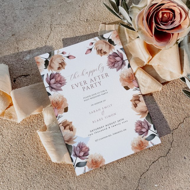 Floral glücklich immer nach Hochzeit Empfang Party Einladung (Von Creator hochgeladen)