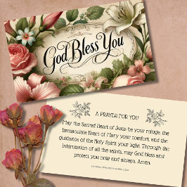 FLORAL GOD BLESS YOU PRAYER HOLY CARD PLATZKARTE
