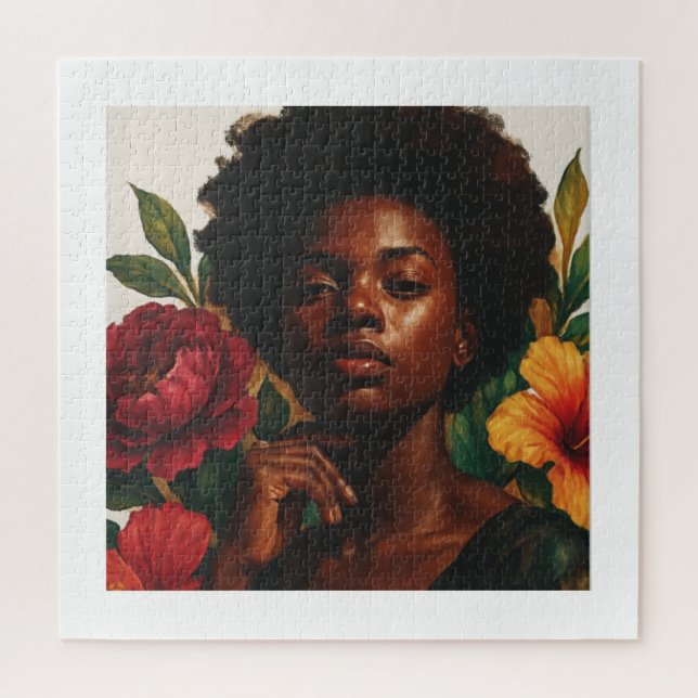 Floral Goddess Afrocentric Portrait Jigsaw Puzzle (Vertikal)