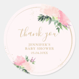 Floral Gold Baby Dusche Runder Aufkleber