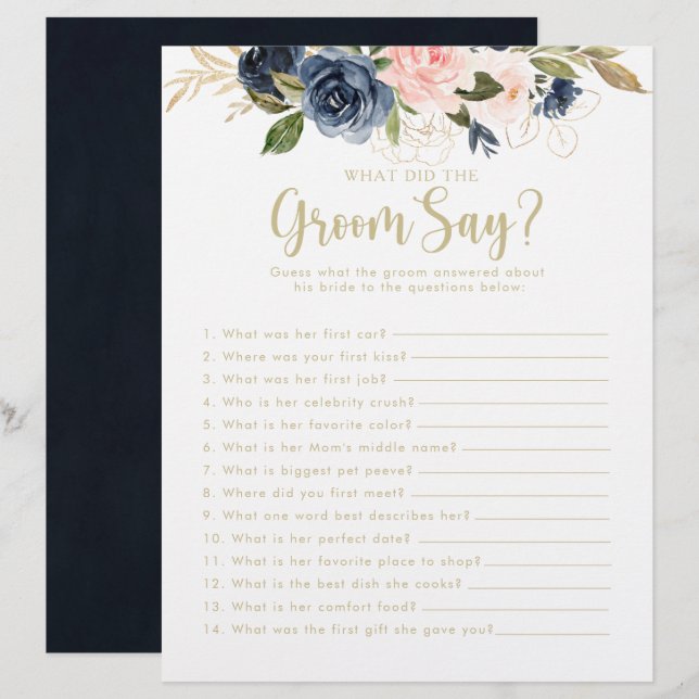Floral Gold Brautparty Was hat der Groom Say gemac (Vorne/Hinten)