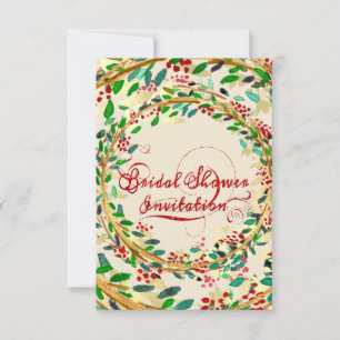 Floral Gold Burgundy Elfenbeinwald Brautparty Einladung