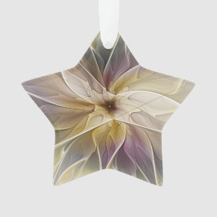 Floral Gold Eggplant Abstrait Fractal Art Star