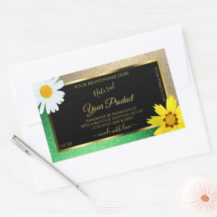 Floral Gold et Parties scintillant verte Étiquette