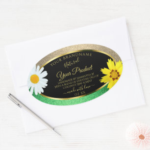 Floral Gold et Parties scintillant verte Étiquette