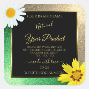 Floral Gold et Parties scintillant verte Étiquette